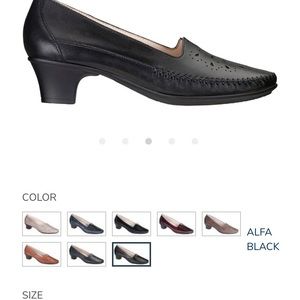 SAS Sonyo Slip On Black Leather Low Heel Loafer